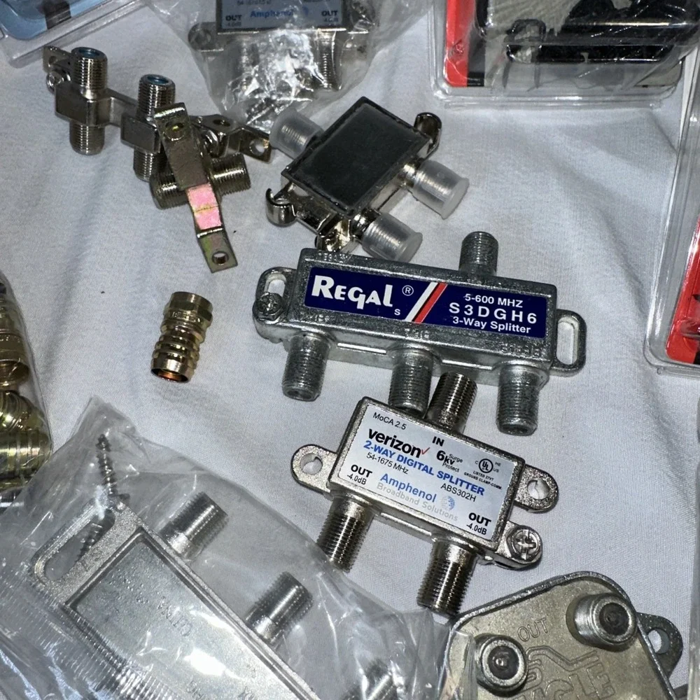 Lot Of Cable Installation Equipment : Crimps, Cable, Splitters, Wall Plates+